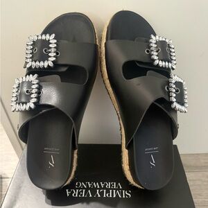 Simply Vera Vera Wang Black Sandals with Sparkling Buckles